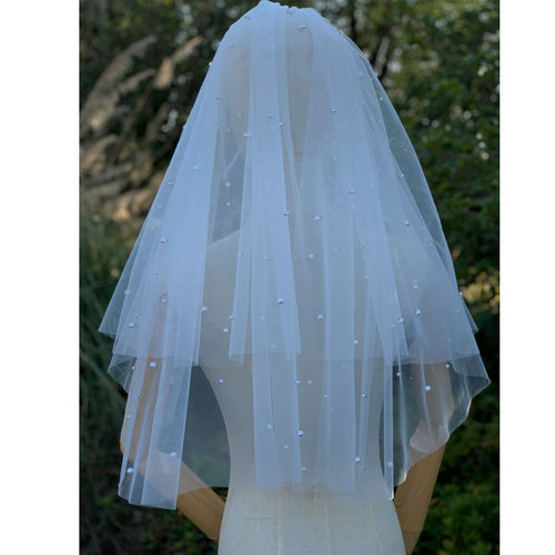  Bridal Veil New Fairy Metal Hair Comb Beads Double-layer Pearl Travel Pat Veil Wedding Accessories