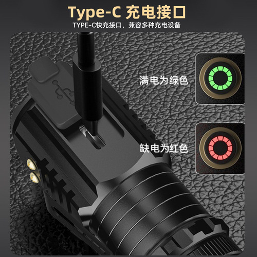 New Strong Light Magnetic Adhesive Flashlight Aluminum Alloy Mini Portable Outdoor Multifunction Hat Clip Charging 3-Light Small Flashlight