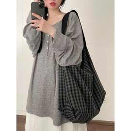 韩系清冷松弛感帆布包2025新款夏季百搭大容量学生上课通勤单肩包