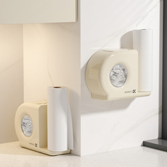 廚房多功能壁掛保鮮膜收納盒  保鮮袋過濾網懶人抹布二合一收納盒