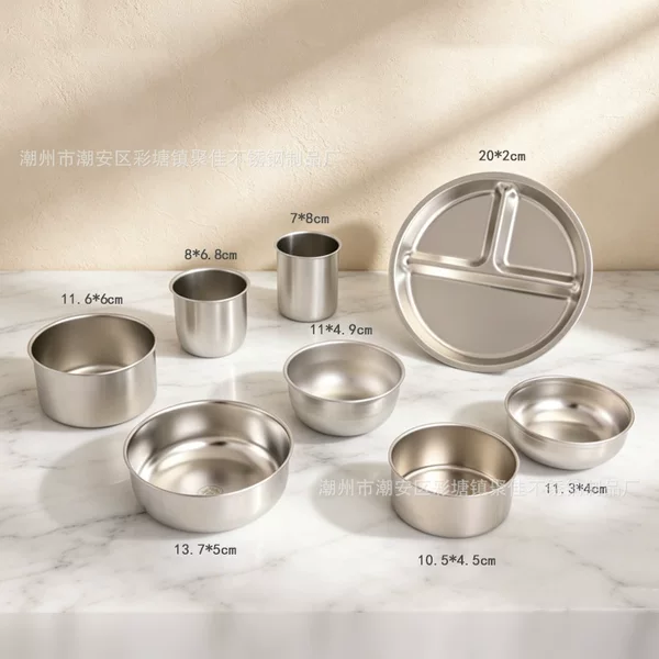 304 Stainless Steel Electrolytic Inner Pot Accessories with Plastic Shell, Silicone Bowl, Baby Soup Bowl, Detachable Inner Pot for Children