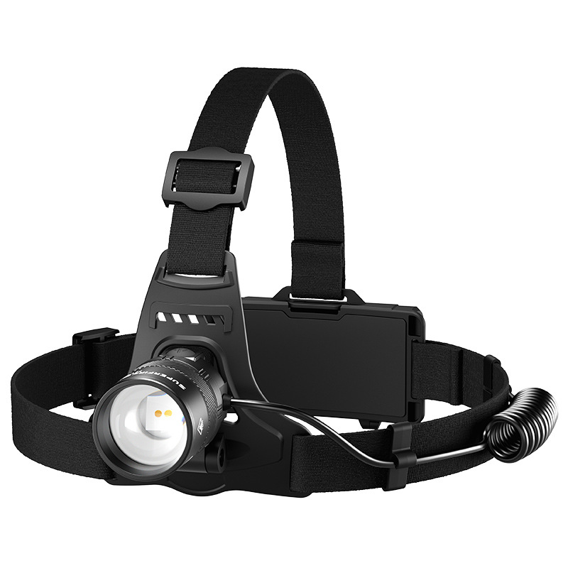 Shenhuo amarillo y blanco faro de luz 15W de alto brillo, luz fuerte para exteriores, carga de luz fuerte, zoom giratorio, faro de inducción led HY06