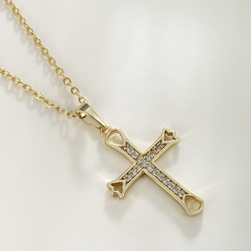 Xuping nicho de diseño de colgante de cruz dorada de alto nivel retro lujo ligero joyas personales mujeres