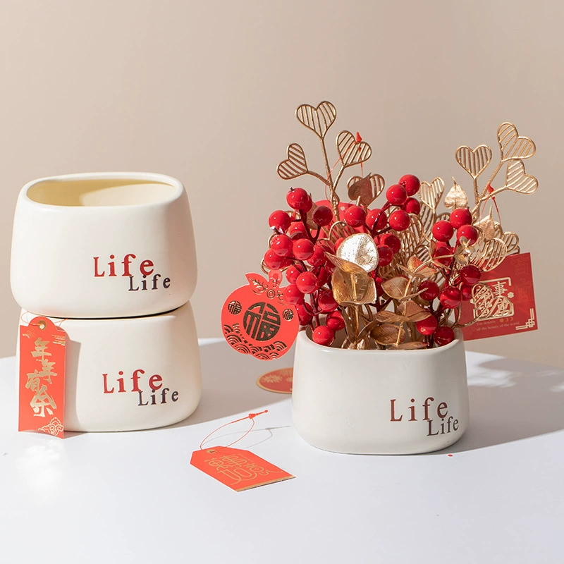Жизнь керамический цветочный горшок новоселье украшения богатые фрукты бежевый цветок гостиная стойка регистрации Настольные Украшения