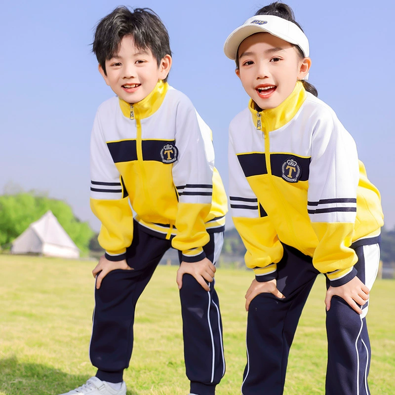 Fleece set for kindergarten, yellow autumn uniform for elementary school students