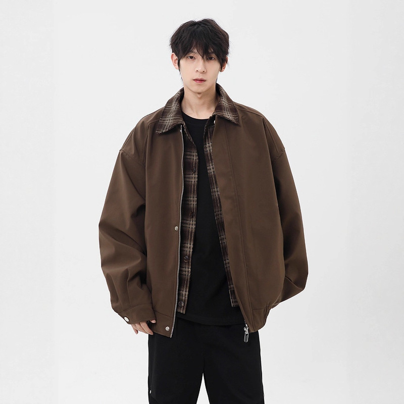 Maillard Retro Fake Two-Piece Jacket for Men, Versatile Loose Casual Jacket for Men, Cleanfit Trendy Brand Jacket for Men Maillard Retro Fake Two-Piece Jacket for Men, Versatile Loose Casual Jacket for Men, Cleanfit Trendy Brand Jacket for Men