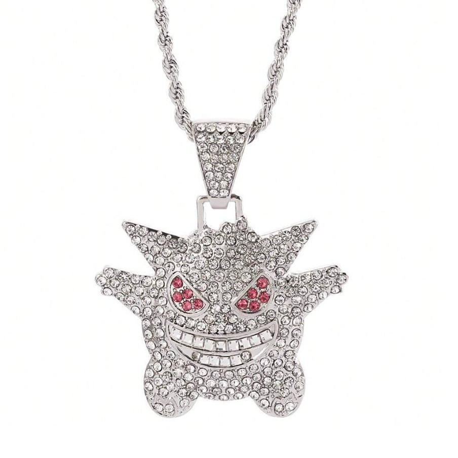 Hip-hop collar de diamantes cubano Hip-hop Pokémon Elf Anime Pet Elf Geng Ghosts Colgante de aleación image 6