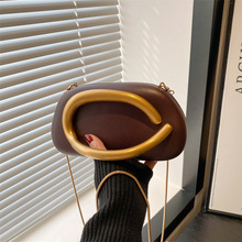 跨境小众手拿晚宴包mini小方包欧美复古金属提把亚克力包斜挎包