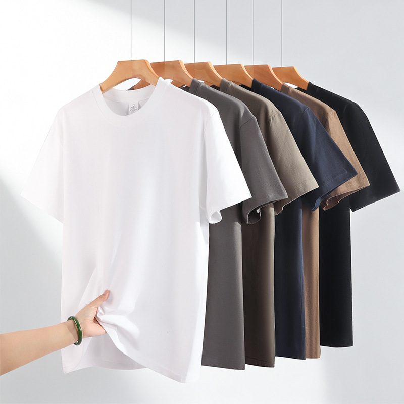 Summer 200g Regular Shoulder Pure Cotton Knitted Short-Sleeve Unisex Solid Color Crew Neck Couple T-Shirt Inner Wear Short-Sleeve T-Shirt Summer 200g Regular Shoulder Pure Cotton Knitted Short-Sleeve Unisex Solid Color Crew Neck Couple T-Shirt Inner Wear Short-Sleeve T-Shirt