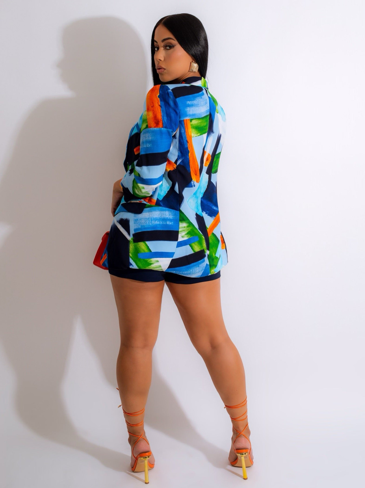 Comercio electrónico transfronterizo europeo y americano fábrica de fuentes de ropa de mujer Amazon europeo y americano de la moda de la ropa de mujer impresa Chaqueta de traje de mujer