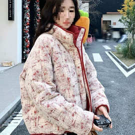红色小香风羽绒服女冬季感减龄漂亮洋气白鸭绒短外套流行