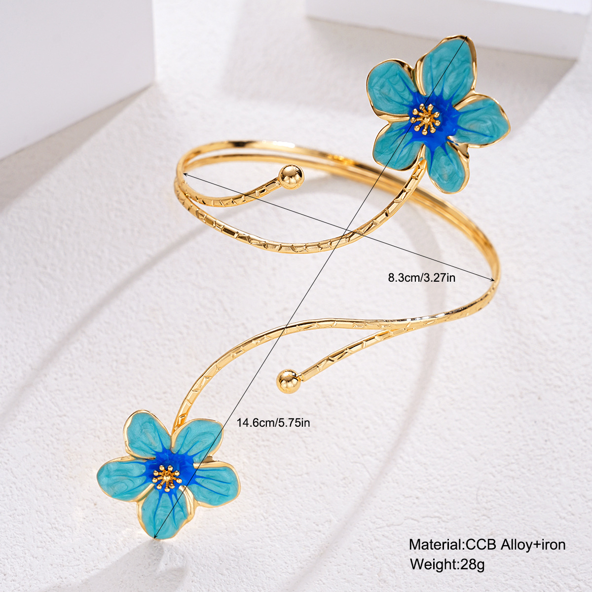 Han Zhi Shang metal transfronterizo Europa y Estados Unidos goteo de aceite flor brazalete abierto ajustable temperamento elegante joyería nicho