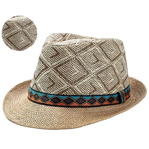New Spring and Summer Men's Grass Weave Cap Short Brim Trendy Fashion British Jazz Sunshade Sun Protection Beach Hat Gentleman Versatile