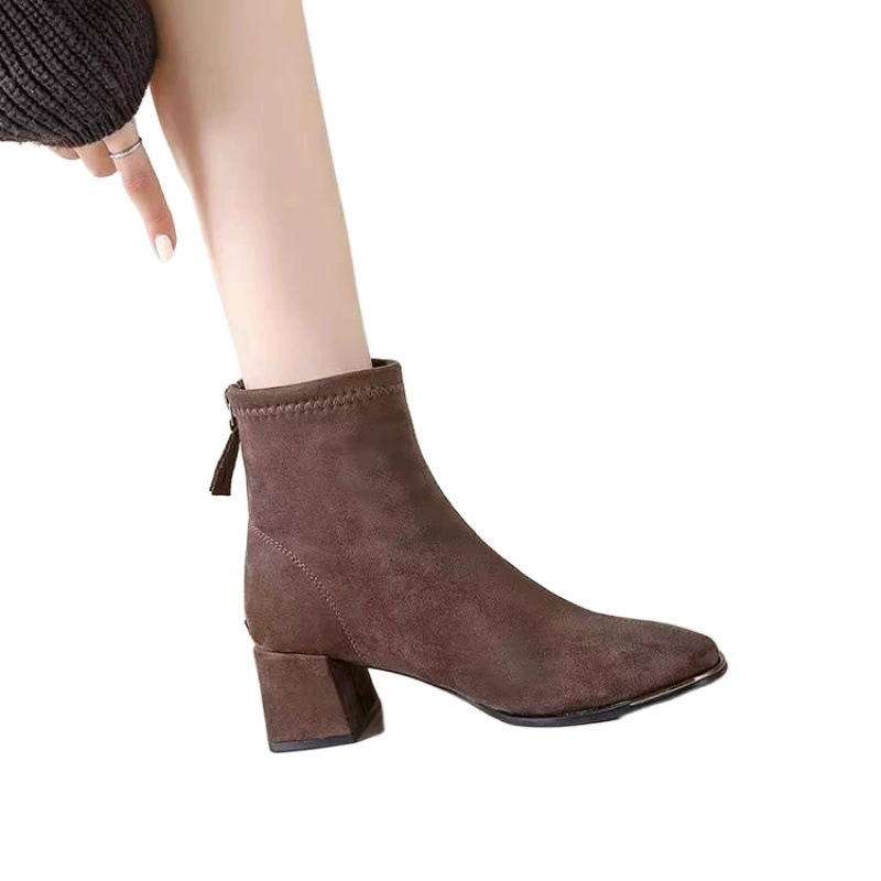 Ботинки‑челси (Martens) с высоким флисом и эластичным верхом, демисезонные, французский стиль, 35–40