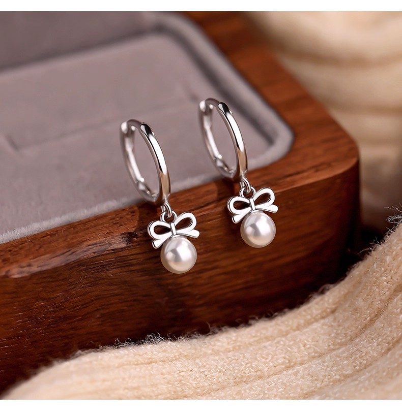 Schmetterlingsknoten Perlen Ohrstecker Damen Elegantes Design_voghion.com