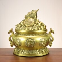铜聚宝盆 铜金蟾聚宝盆 如意聚宝盆摆件