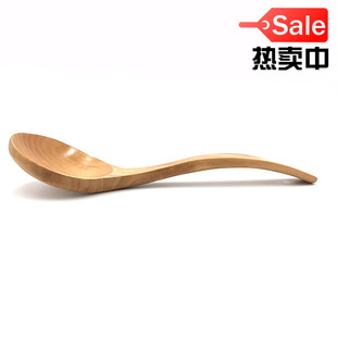Household kitchen natural color lotus large curved handle soup spoon large wooden soup spoon household wooden spoon manufacturers wholesale