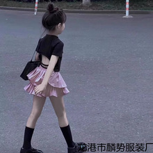 可爱女童2025夏款套装新款儿童短袖T恤百褶裙两件套洋气蛋糕夏装
