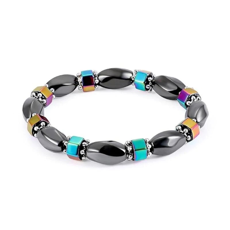 Yunjin Amazon transfronteriza Venta caliente de doble capa de corte colorido negro agalla piedra pulsera hematita imán pulsera para las mujeres