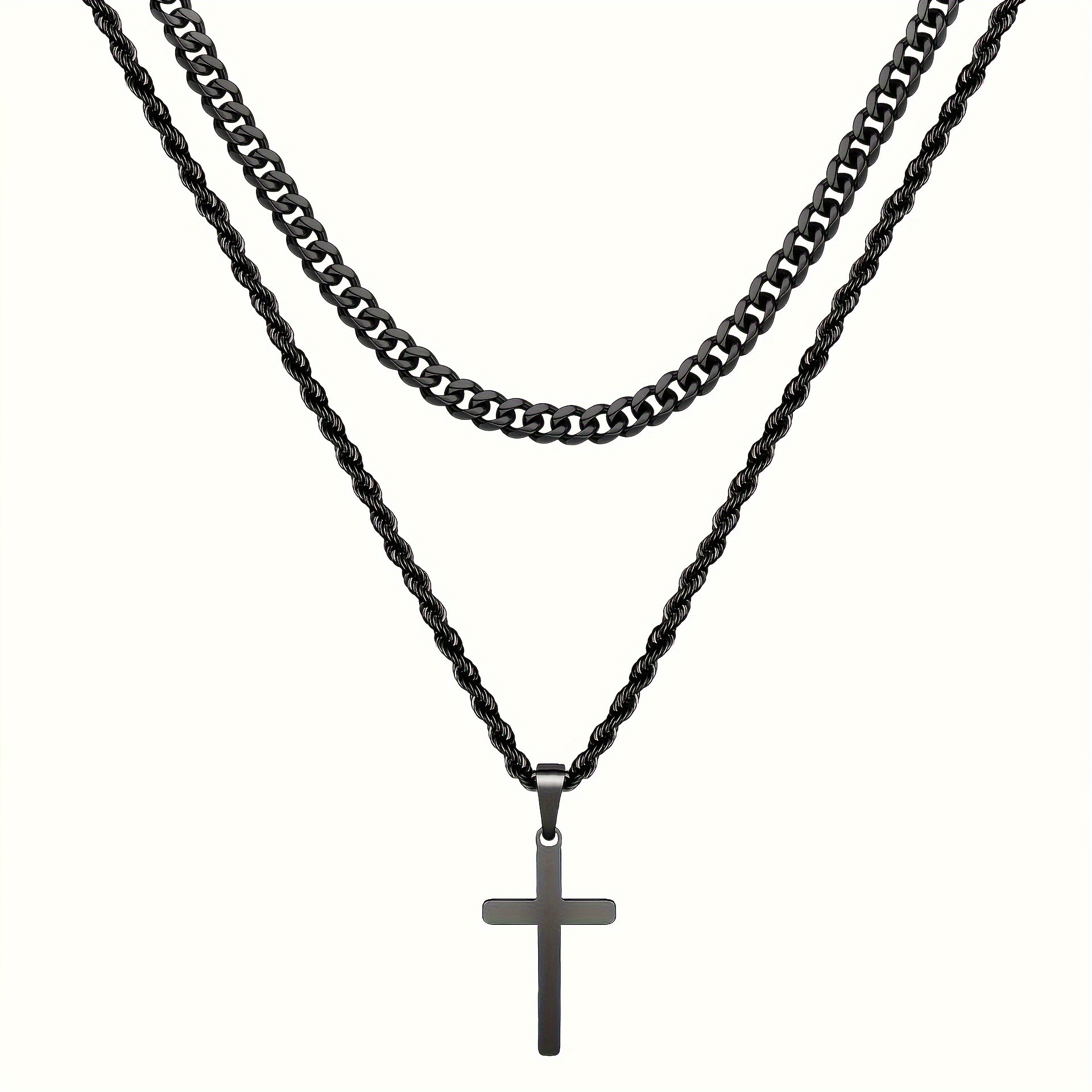 Heißer Verkauf Titan Stahl Doppelschicht Kreuz Anhänger Halskette Für Männer Drachenknochen Geflochtene Basketball Kette Gleichen Stil_voghion.com