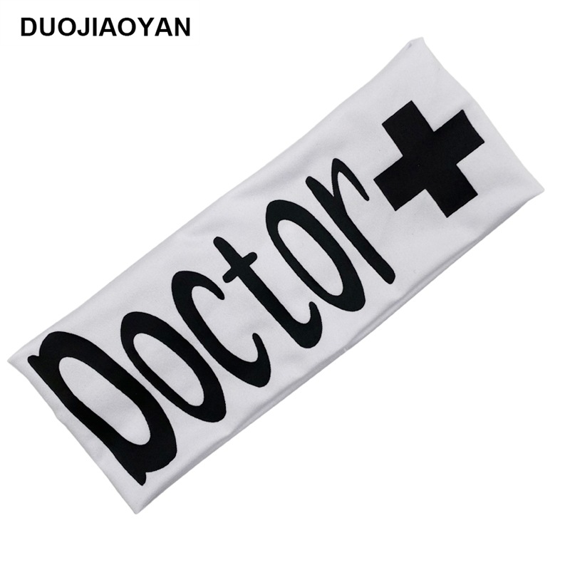 Amazon Creative New Elastic Milk Silk Nurse Doctor Letter Hair Belt Ladies Botón deportivo para mujer