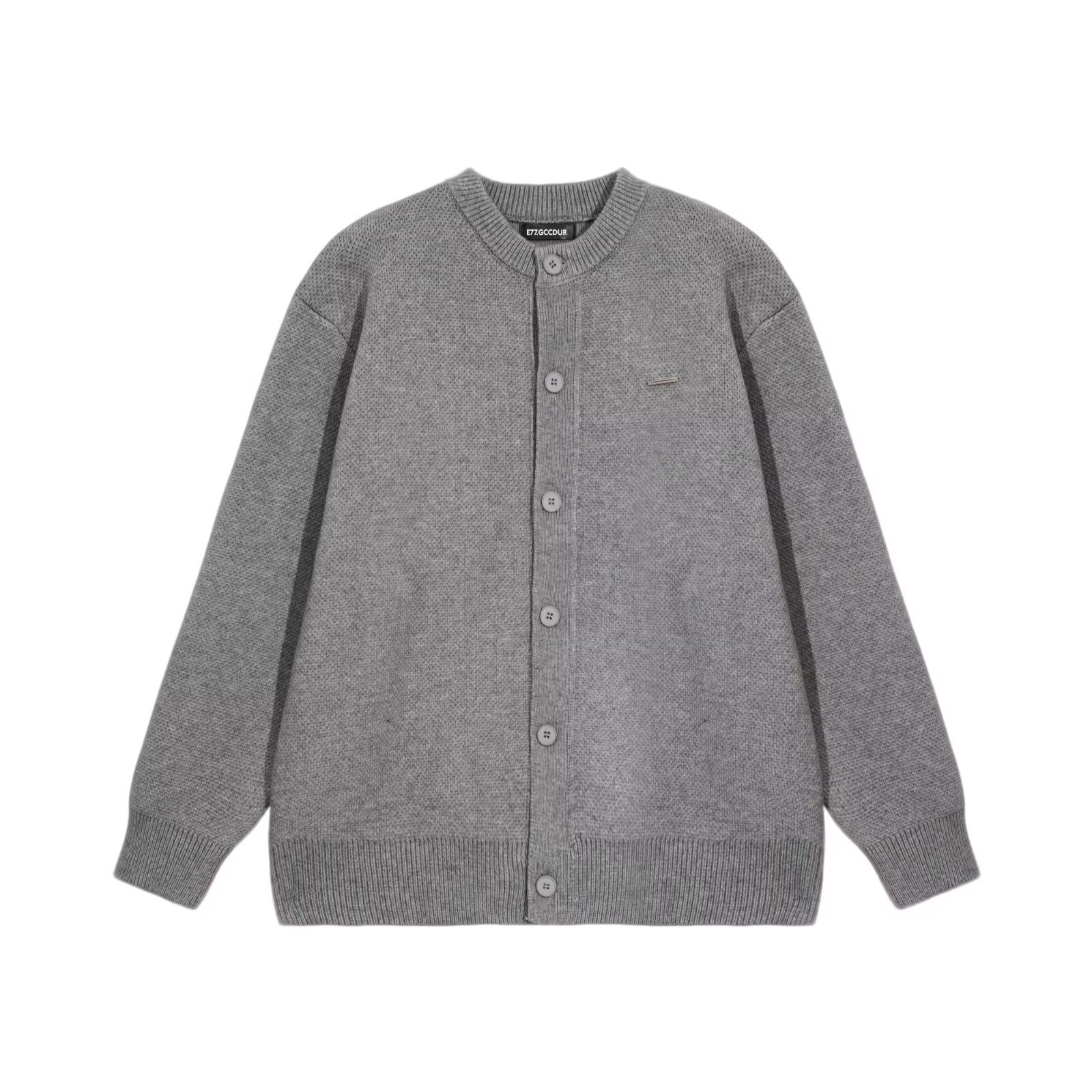 Men's Knit Cardigan – Oversized Casual Sweater With Diamond Embroidery (Polyester Fleece, Grey/Black, M-3XL)_voghion.com