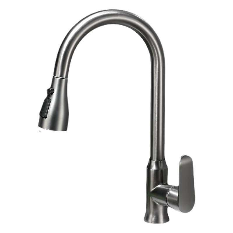 Wholesale gun Gray all copper kitchen pull-out hot and cold faucet vegetable basin sink universal retractable faucet