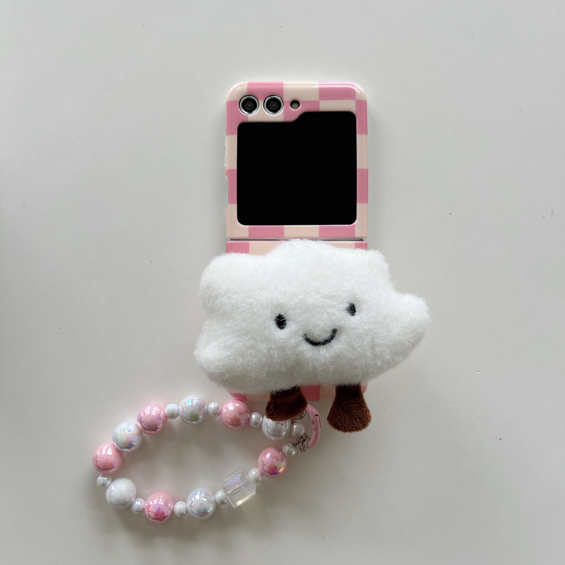 Soveltuva pehmoinen pilvikiinnike Galaxy Zflip3/4 -matkapuhelimen suojakuori Samsung 5 sukupolven taittuva suojakuori rannekoru_voghion.com