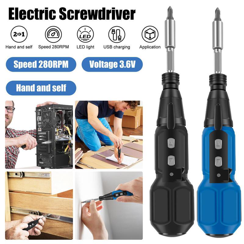 Cross-Border Popular Electric Screwdriver USB Rechargeable 3.6V Mini Household Cordless Electric Screwdriver Bit Set