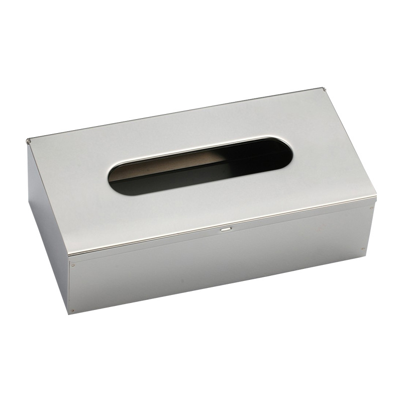 En stock al por mayor Hotel baño suministros caja de pañuelos de acero inoxidable caja de papel higiénico cuadrado mesa de escritorio caja de pañuelos