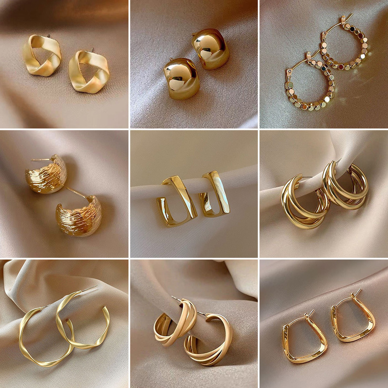 Silver Needle simple metal geometric earrings niche design earrings 2024 new high-grade earrings for women