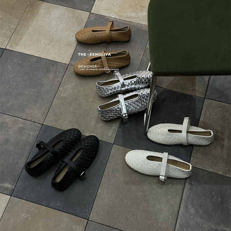 The·Fengliya Mary Jane Relaxed and Comfortable Flats Shoes with One-Line Buckle Shallow Mouth Retro Woven Women's Shoes The·Fengliya Mary Jane Relaxed and Comfortable Flats Shoes with One-Line Buckle Shallow Mouth Retro Woven Women's Shoes