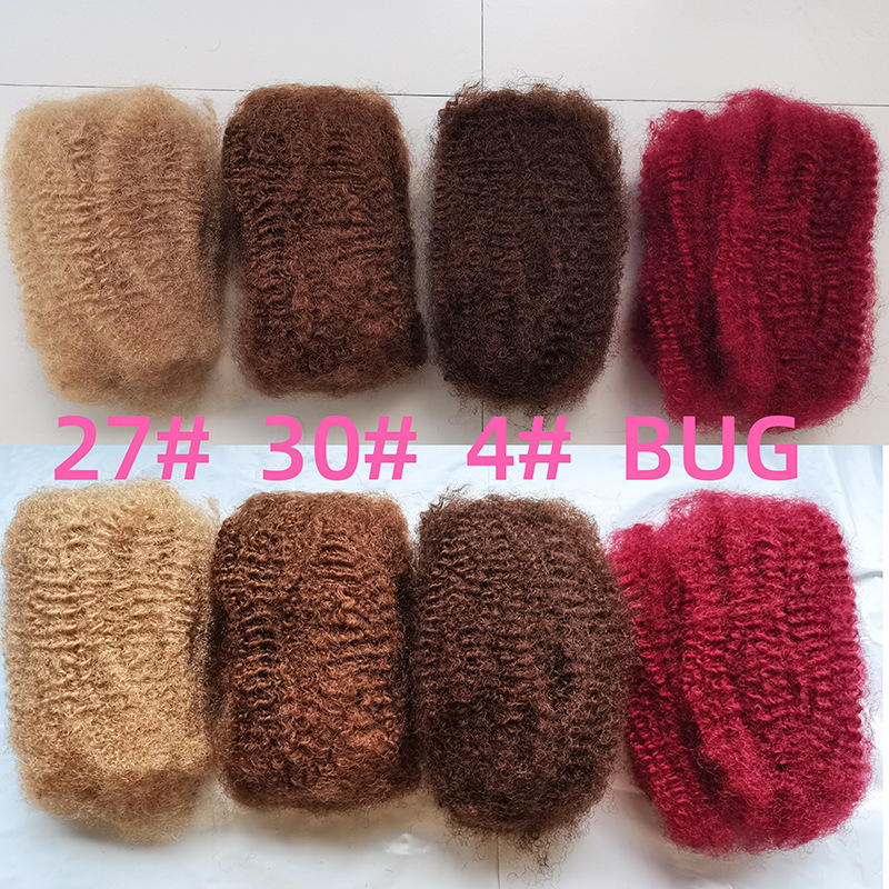 30G/50G Colored Fluffy Human Hair 4C Afro Kinky Bulk Hair 4 # 30 # 27 # Bug