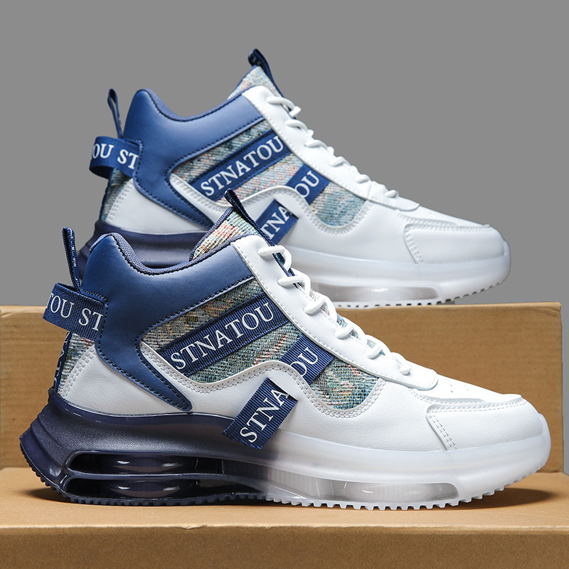 高帮男鞋秋冬全掌气垫减震运动跑步鞋初中生青少年休闲增高shoes