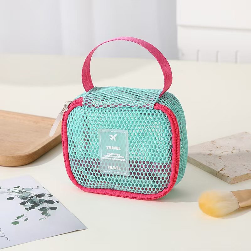 Neceser de viaje de dopamina, bolsa cuadrada pequeña de malla, gran capacidad, de alta gama, multifuncional, con compartimentos, para mujer