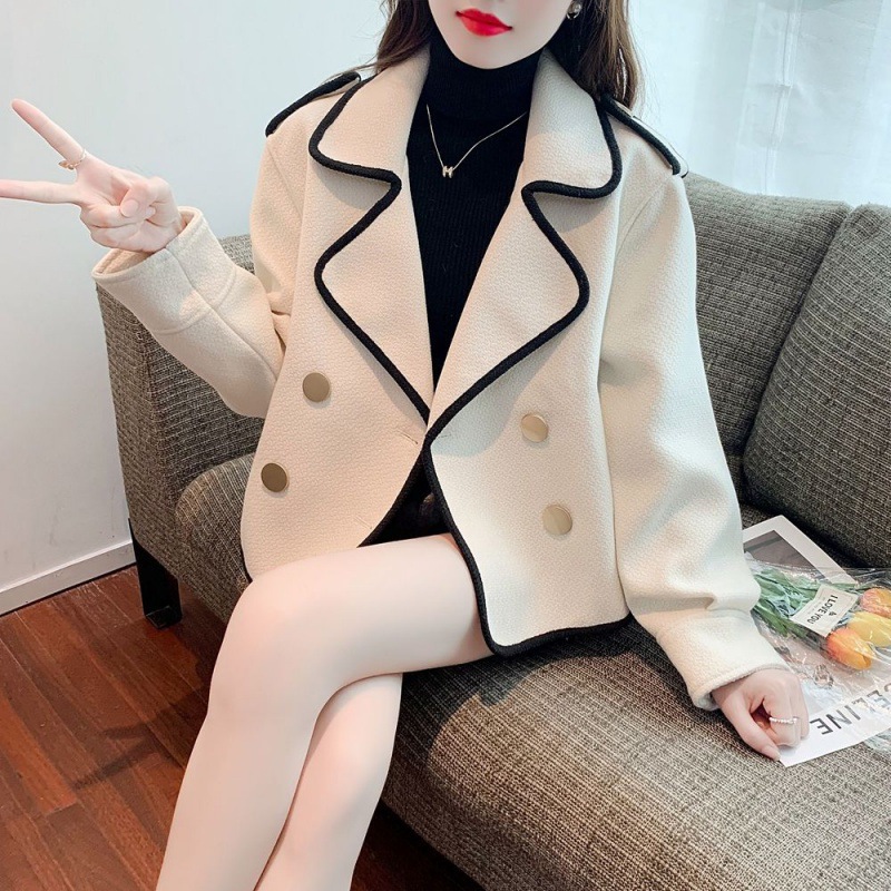 2023春季新款韩版春款小香风毛呢短外套新款女士欧货洋气大衣高级