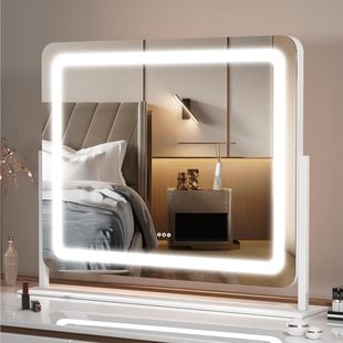 Cosmetic Mirror with Light Desktop Desktop Led Light Vanity Mirror Large Home Bedroom Smart Rotatable High-Definition Mirror