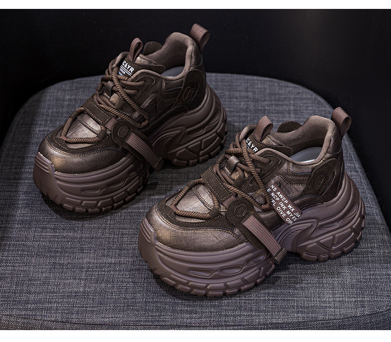 Giày sneaker nữ đế dày chunky phong cách thể thao, tăng chiều cao, phối hợp nhiều trang phục — Đen 5019, Nâu 5019, Ngọc trai 5019 chi tiết 26