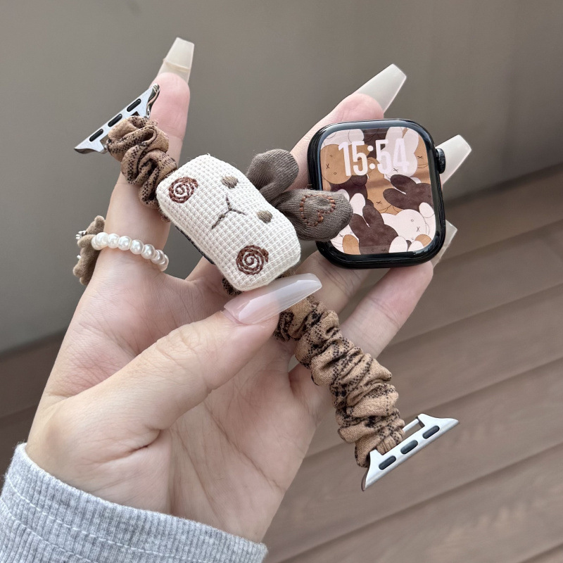 Rabbit Elastic Single-Loop Hair Band Strap Suitable for Apple 10 Watch S11Iwatch9 Generation Applewatch87Se