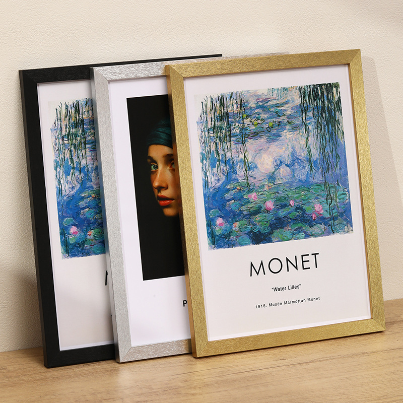 Gold photo frame for wall hanging, simple picture frame 678inch A4 puzzle framing, custom poster mounting, wooden frame wholesale Gold photo frame for wall hanging, simple picture frame 678inch A4 puzzle framing, custom poster mounting, wooden frame wholesale