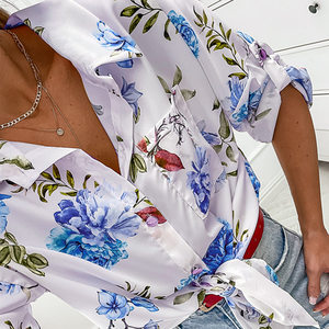 product - wholesale Autumn Floral Print Long Sleeve Cardigan Single Breasted Loose Casual Shirt Women - 3