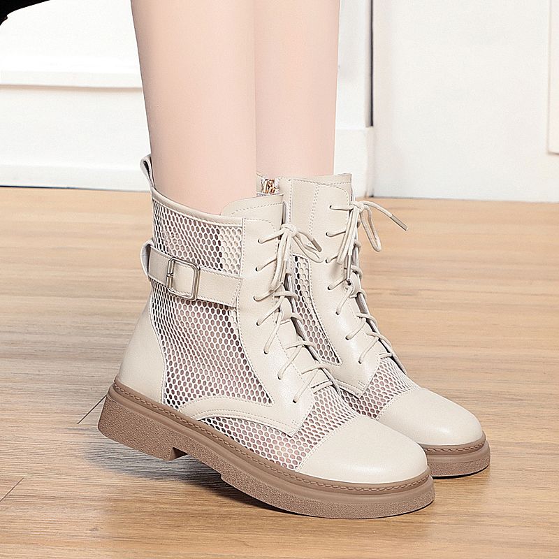 2026 New Style Mesh Martin Boots for Women, Summer Thin Hollow Breathable Short Boots, Mesh Boots for Women, Flat Versatile Cool Boots for Women