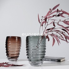 欧式简约手工吹制高品质琉璃花瓶摆件软装饰品样板房客厅玻璃花器