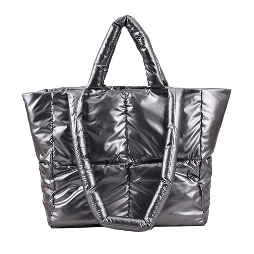 High-end bag for women, new large-capacity fashionable autumn and winter shoulder padded bag, down commuter tote bag for women
