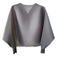 Короткая Свободная куртка Miyake со складками больших размеров, Женская весенне-осенняя новая рубашка с летучей мышью, Повседневный Кардиган Joker, уличный Топ