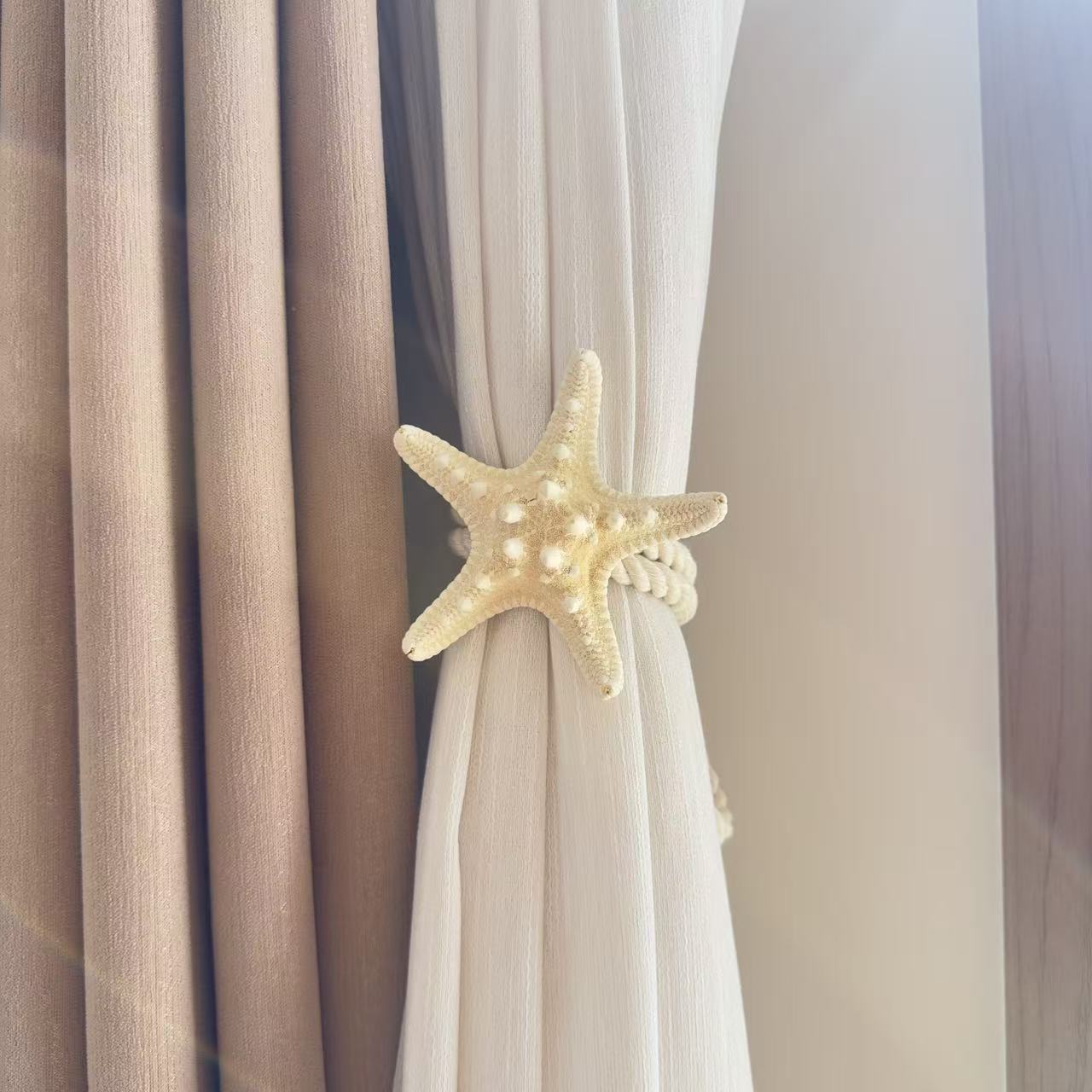 Dekoration im europäischen und amerikanischen Ozeanstil, natürliche, echte Seesterne, Raffhalter, Bindeseil, Vorhangschnalle_voghion.com