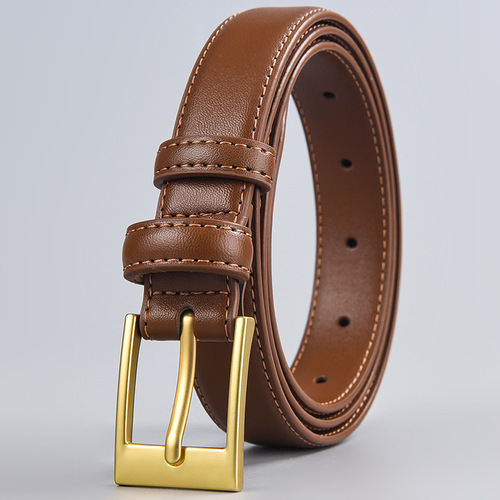 Women's genuine leather belt, simple belt, jeans, fashionable and versatile, soft cowhide for girls who work hard in summer, one piece drop shipping