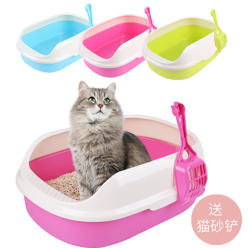 Amazon Semi-closed Cat Litter Box with Cat Litter Shovel Large Cat Toilet Online Agency Wholesale
