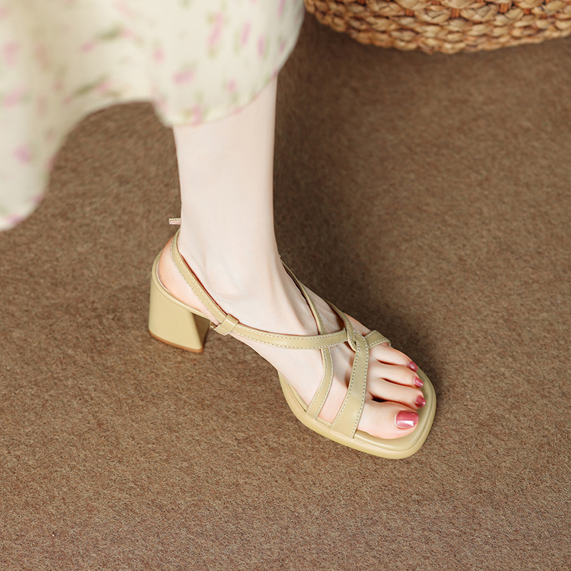 762-5 New Summer Style Fairy-Style French-Style Thick-Soled High-Heeled Shoes with Skirts and Versatile Sandals for Outer Wear