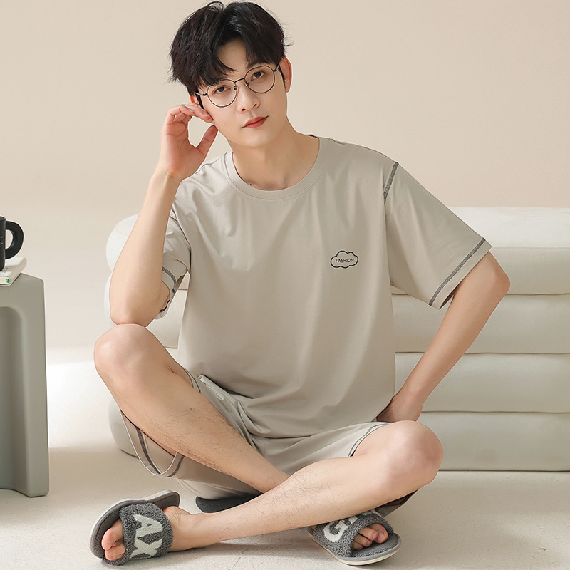 6XL extra large size modal cool feeling short sleeve pajamas men's new summer youth simple loose suit can be worn outside.